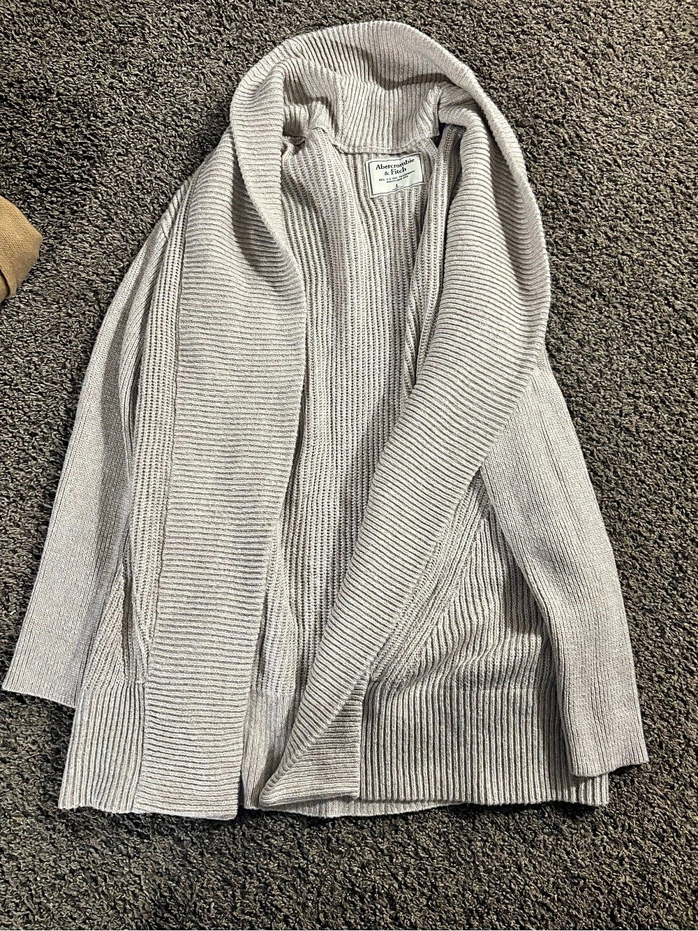 Abercrombie & Fitch Shawl Collar Cardigan Gray Large